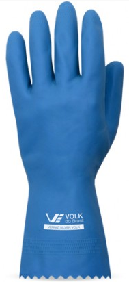 LUVA LÁTEX VERNIZ SILVER VOLK AZUL